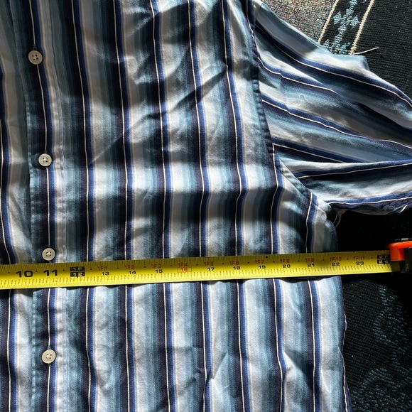 MICHAEL Michael Kors Blue White Stripe Casual Button Up Dress Shirt SZ L Cuffed - Picture 10 of 11